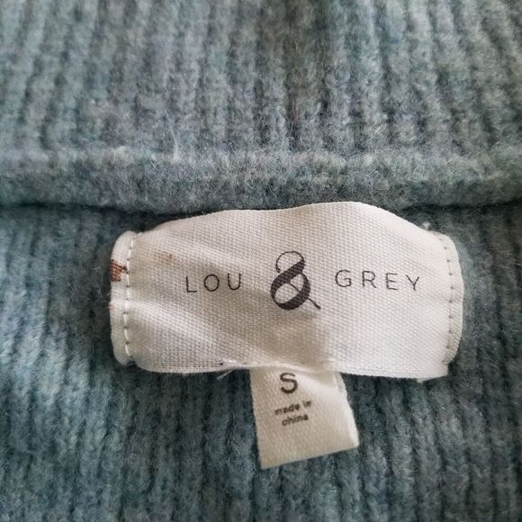 Lou & Grey Womens M Quarter Zip Sweater Half Mock Ribbed Super Soft Light Teal - Picture 5 of 7
